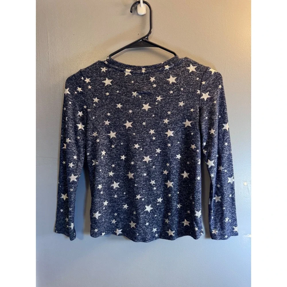 Gap Kids Girls Navy Blue Silver Star Tie Front Long Sleeve Top Size M 8